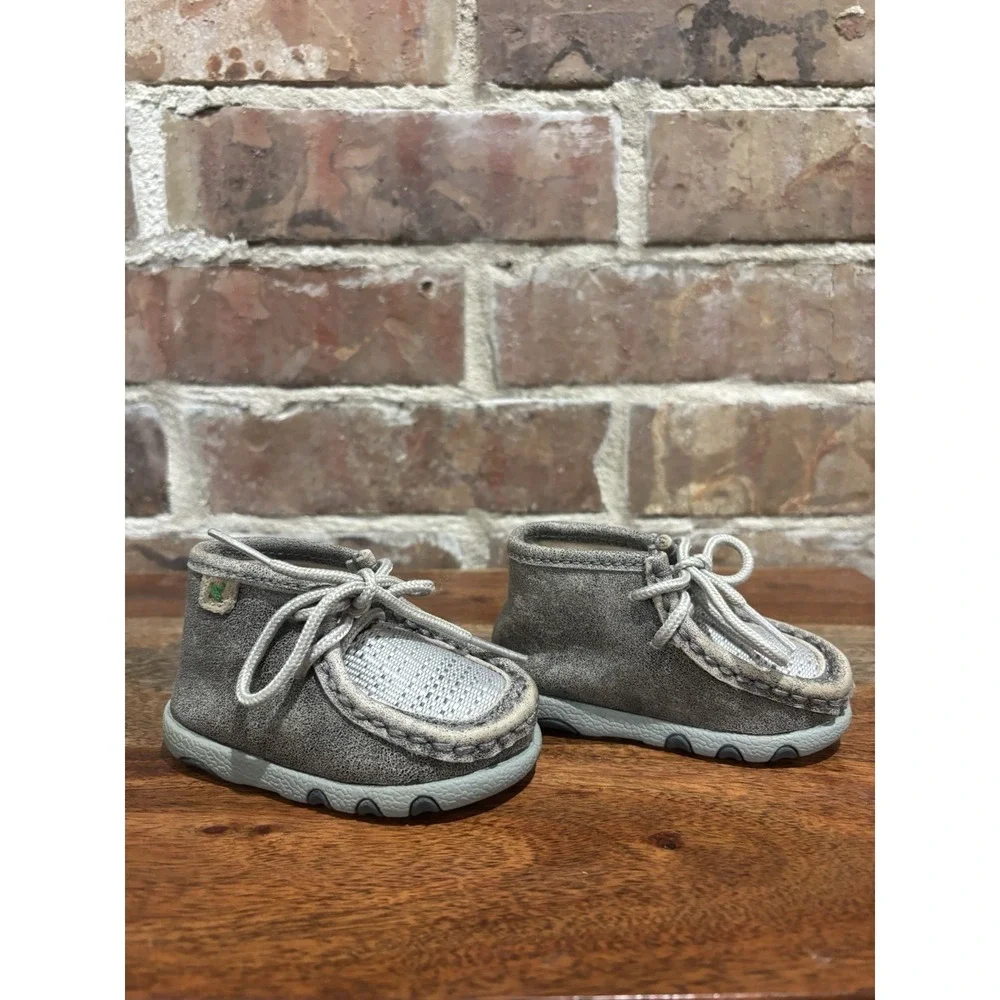 Twisted X Toddler Gray Mocs Size 2M Lace Up, ICA0012, Western Baby Shoes